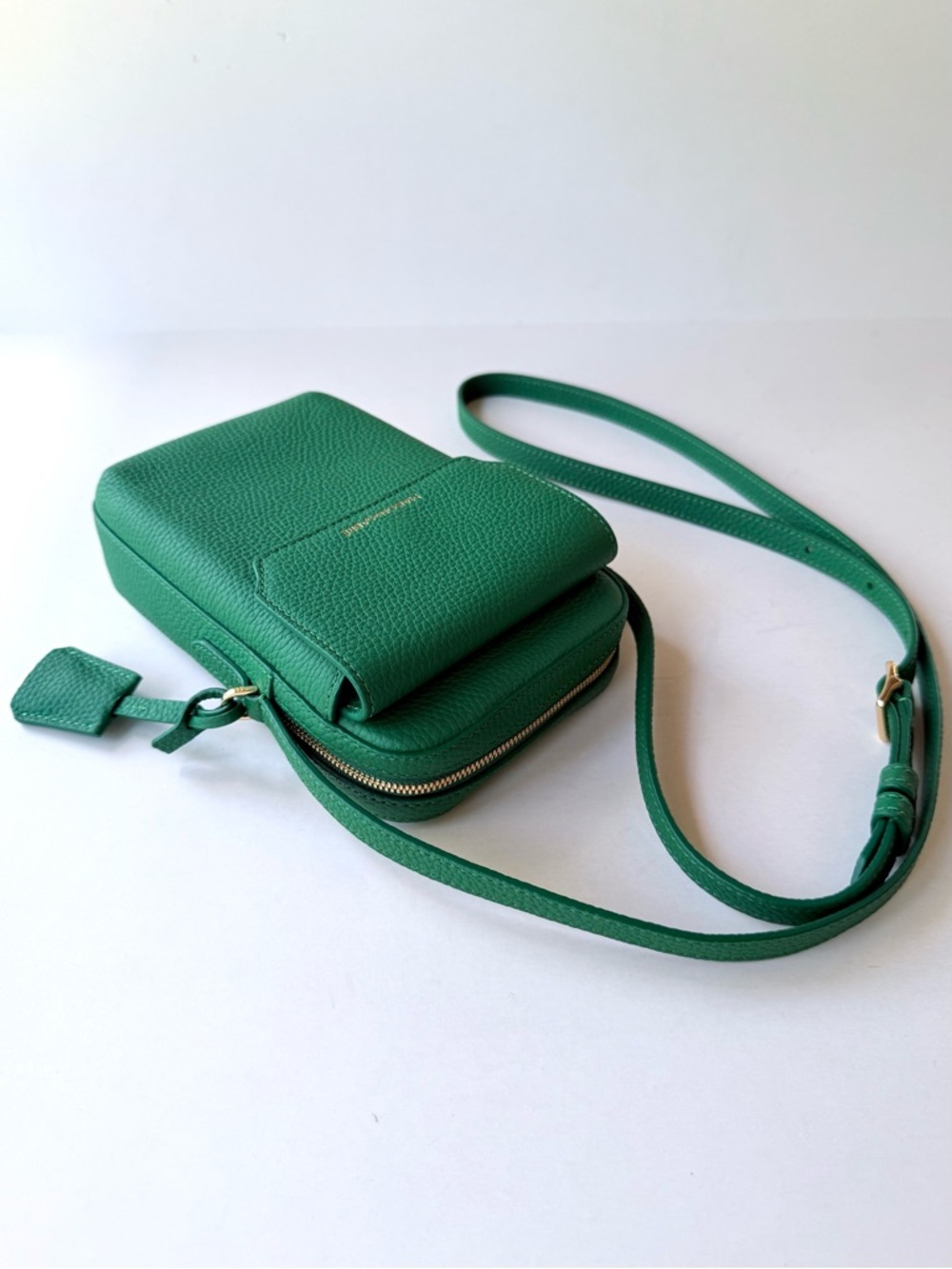 Maison de Sabre The Zipped Phone Pouch Crossbody Bag Emerald Green Leather - Picture 6 of 15